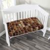 Decorative Crib Sheet,Brown Fitted Microfiber Baby & Toddler Universal Crib Sheets,28"x 52"x 8",Old Grunge Brick Wall Aging Print Crib Sheet Set, for Standard Crib and Toddler Mattresses view 3