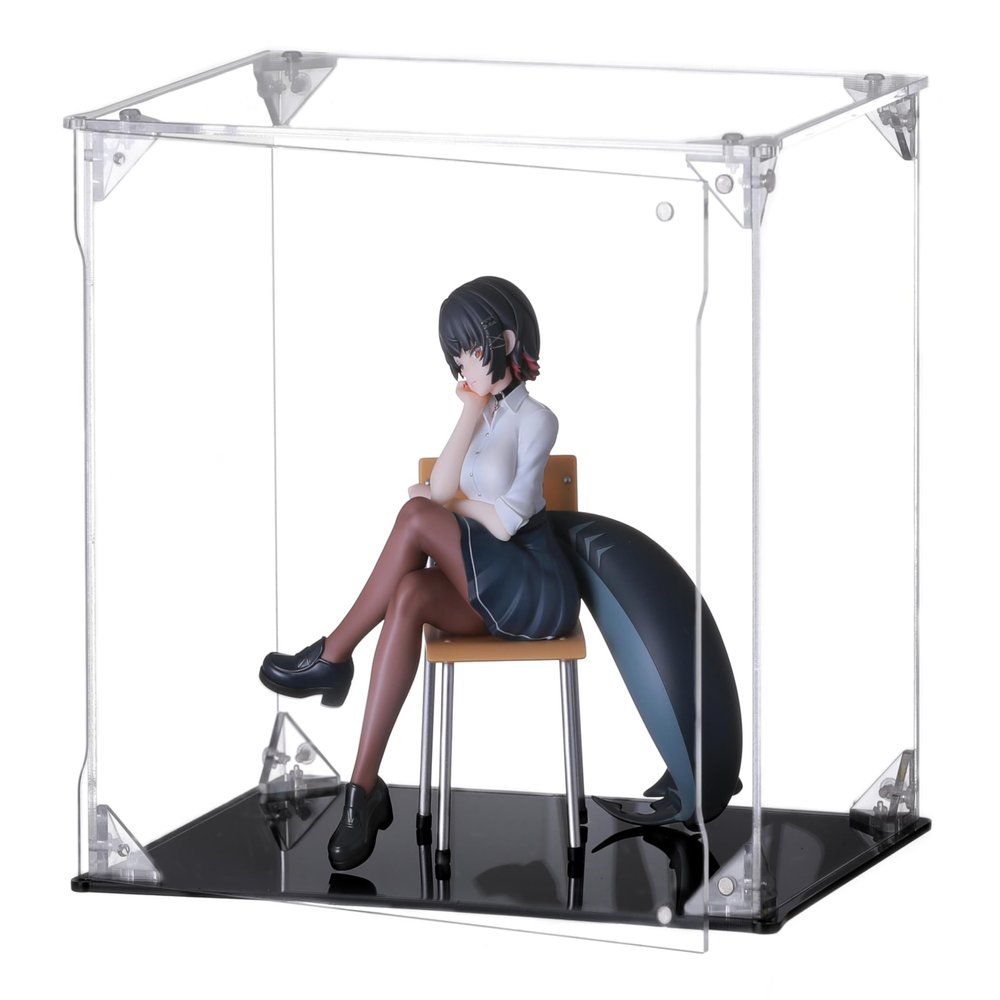 COOLTAKU Clear Acrylic Display Case, Front-Open Door with Magnetic Buckle, Assemble Display Box, Dustproof Protection Showcase for Figures, Collections, Models, Toys (8x6x8 inch, 20x15x20 cm)