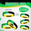 Leitee 100 Pcs Jamaican Silicone Bracelet Bulk Black Yellow Green Jamaican Country Flag Rubber Wristband for Men Women Birthday Party view 2
