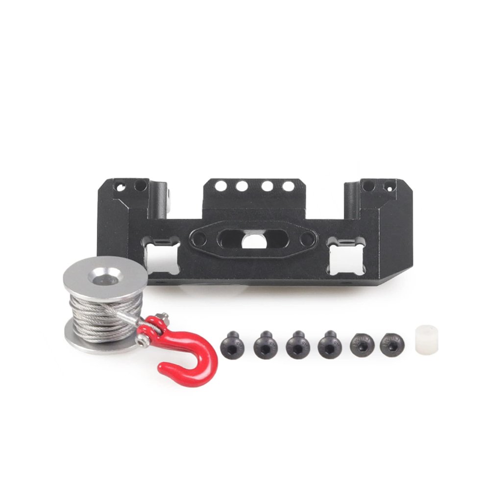 CNC Brass Aluminum Multifunctional Front Bumper Servo Mount for TRX-4 1/10 Scale RC Crawler Car(Black)