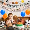 Sursurprise Sports 1st Birthday Decorations Rookie of the Year Banner Cake Topper All Star Monthly Photo Banner Garland Balloons for Boys First Birthday Party Supplies view 3