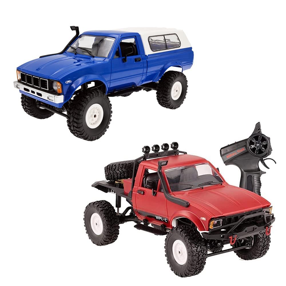 The perseids RC Truck 1/16 RC Rock Crawler 2.4G 4WD Remote Control Offroad Car RC Semi Trucks and Trailer All Terrain Cars, RC Pickup Truck Racing Climber Vehicles RTR Ideal Gift(WPL C14+WPL C24)