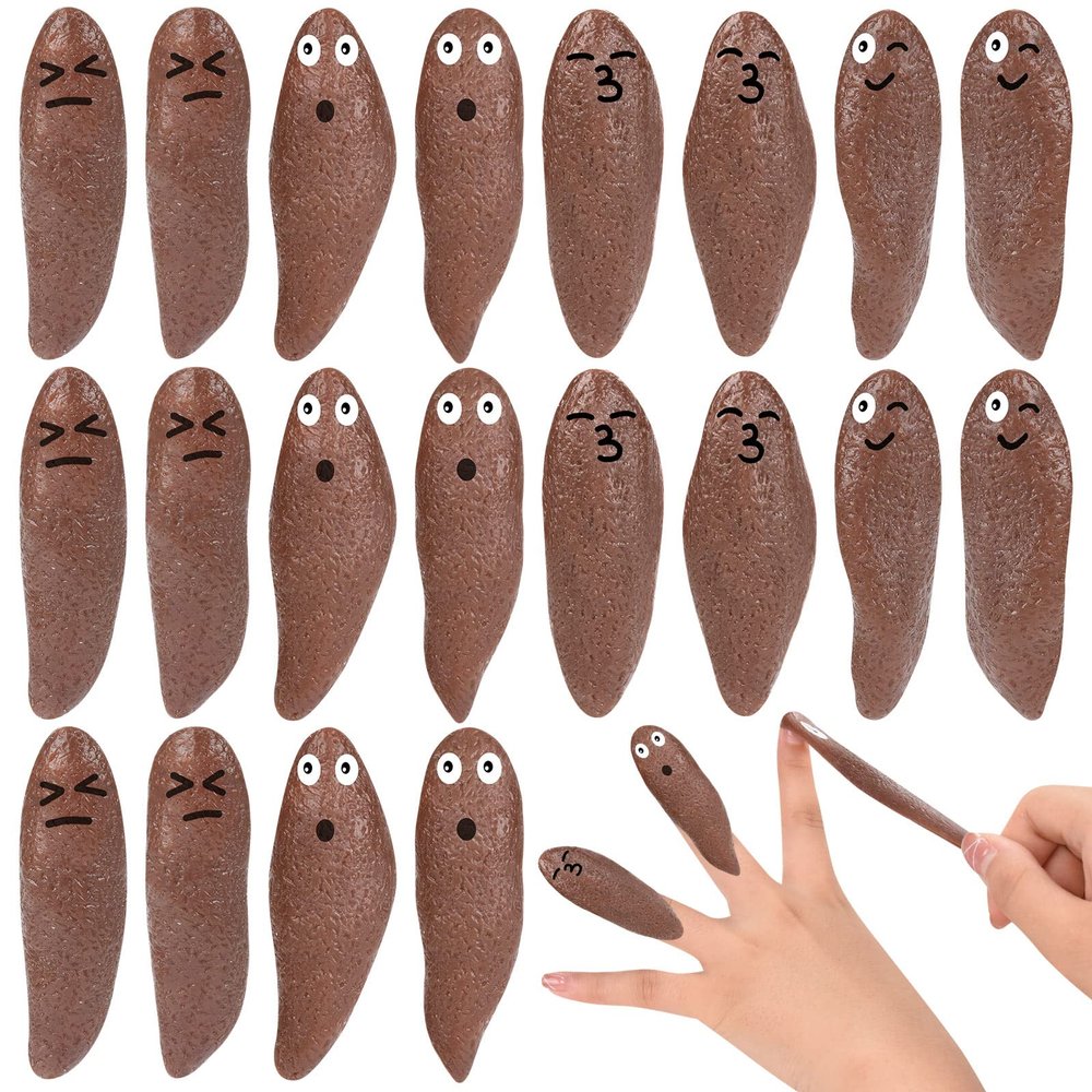20 Pcs Finger Slingshot Novelty Toys, Toy Poop for Halloween, Fake Poop for Novelty Toys and Amusements, Poop for Finger Slingshot, Poop Rubber Spoof Toy for School Party