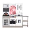 BRINJOY Play Kitchen Set for Kids, Wooden Toddler Kitchen Playset w/Curtains, Coffee Maker, Stove,Sink, Utensils, Light & Sound, Kids Pretend Play Kitchen Toy Set Gift for Girls Boys view 1