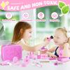 GAGAKU Wooden Makeup Toy Set Pretend Wood Beauty Hair Salon Toys for Toddler Wooden Makeup Kit for Girls with Styling Tools Christmas Birthday Gift for 3 4 5 6 7 Years Old Girls view 3