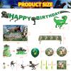 Dinosaur Birthday Party Supplies Decorations Include Backdrop, Tablecloth, Birthday Banners, Cake Decoration, Cupcake Toppers, Latex Balloons, Hanging Swirls, Tableware Set, Aluminum foil Balloon view 3