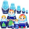 Russian Christmas Nesting Dolls Set of 5 pcs - Matryoshka Doll with Snow Maiden Figurines - Snegurochka Christmas Decorations view 2