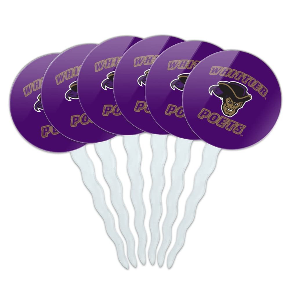 Whittier College Poets Logo Cupcake Picks Toppers Decoration Set of 6