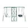Swing, Climb and Glide Play Center. Backyard Playground Set. Easy Assembly, 7 User / 5 Station Metal Outdoor Play Set for Kids with Two Climbing Stations. 176" L x 69" Deep x 73" H, by XDP Recreation view 1