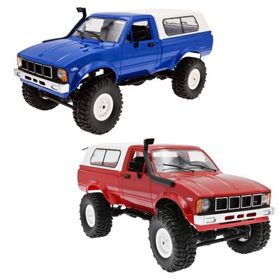 The perseids RC Rock Crawler 1/16 Pickup Trucks Blue with LED Lights 2.4Ghz 4x4 Offroad RC Semi Truck All Terrain Car,RTR RC Crawler Remote Control Truck Racing Climber Vehicles (WPL C24 Blue and Red)