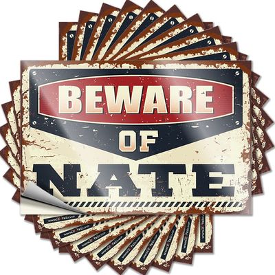 Toolbox Stickers and Decals Beware of Nate Funny Sticker 10 Pcs Funny Stickers for Cars Funny Stickers for Cars (Size : 6X9CM)
