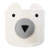 Homearda Foldable Woven Laundry Basket with Cute Bear Design - Large Capacity Decorative Organizer for Toys, Blanket, Towels, Clothes - White (16D x 14H inch) view 1