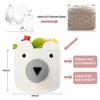 Homearda Foldable Woven Laundry Basket with Cute Bear Design - Large Capacity Decorative Organizer for Toys, Blanket, Towels, Clothes - White (16D x 14H inch) view 2