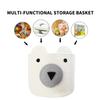 Homearda Foldable Woven Laundry Basket with Cute Bear Design - Large Capacity Decorative Organizer for Toys, Blanket, Towels, Clothes - White (16D x 14H inch) view 3