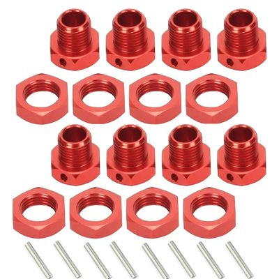Aluminum 17mm Hex Wheel Nuts Adapter for Arrma 6s BLX Infraction Limitless Mojave Typhon hopups Upgrade Parts 8 pcs/Set(Red)