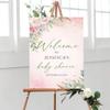 GLAVICY Personalized Baby Shower Welcome Sign, Custom Baby Shower Sign, Baby Shower Decorations, Greency Baby Shower Sign, Plastic Sign Weatherproof, Printed Front & Back Options and Stand Option #6 view 1