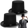 Pumtus 2 Pack Black Felt Top Hat, Funny Party Stovepipe Hat, Formal Tuxedo Vampire Costume Hat, Dress Up Victorian Hat for Cosplay, Halloween, Unisex view 1