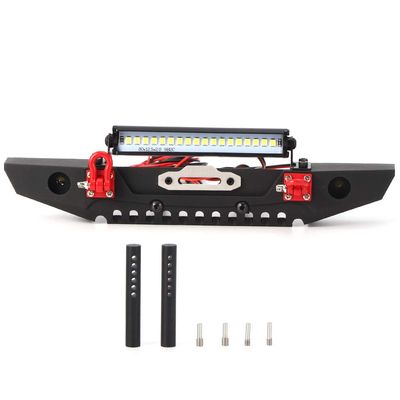 NDNCZDHC Metal Front Bumper, Anticollision Front Bumper with LED Light RC Car Parts Fit for TRX4 SCX10 90046 1/10 RC Crawler Car