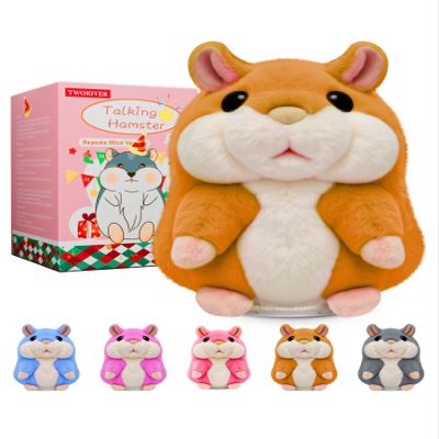 TWORIVER Talking Hamster Toy for Toddlers 24, Repeats What You Say Interactive Plush, Speech & Language Learning Toy, Cute Valentines Gift for Boys and Girls Brown