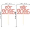 Gyufise 24Pcs 2026 Graduation Cupcake Toppers Glitter Diploma Grad Cap Cupcake Picks Graduation Cap 2026 Cake Decorations for 2026 Grad Theme Party Decorations Supplies Rose Gold view 2