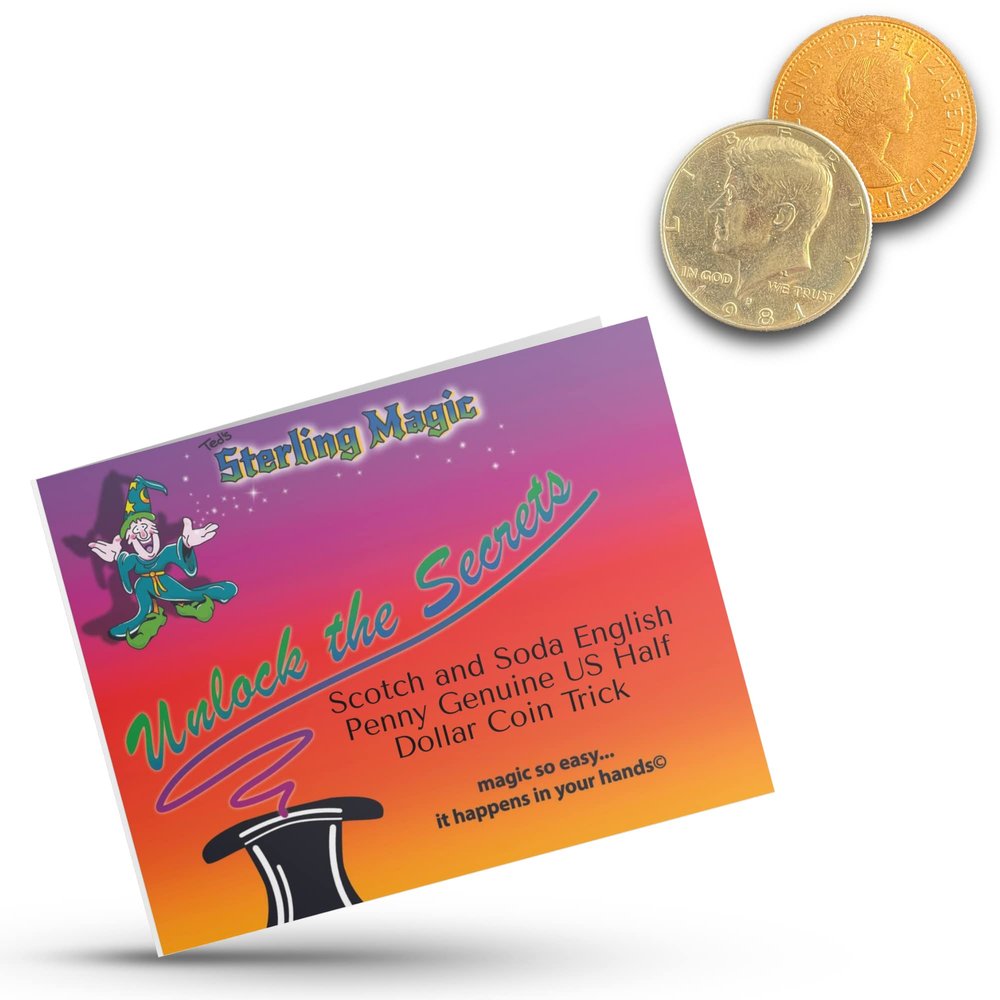 Ted's Sterling Magic Scotch and Soda English Penny Genuine US Half Dollar Coin Trick (Australia)