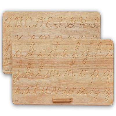 Maritas Cursive Alphabet Tracing Board Montessori Toys for 3 Year Old up-Reversible Uppercase and Lowercase-Homeschool Supplies and Preschool Toys-Letter Tracing Learn to Write