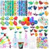 194Pcs Dinosaur Party Favors for Boy Kids Dinosaurs Slap Bracelet Tattoos Keychains Stamper for Dinosaur Theme Party Favor Birthday Party Goodie Bag Fillers view 1