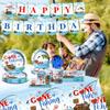 142 Pcs Gone Fishing Tableware,Fishing Birthday Party Decoration Little Fisherman Gone Fishing Themed Disposable Tablecloth,Plates,Napkins Cups Forks and Knives Supplies of Fishing Birthday Party view 2