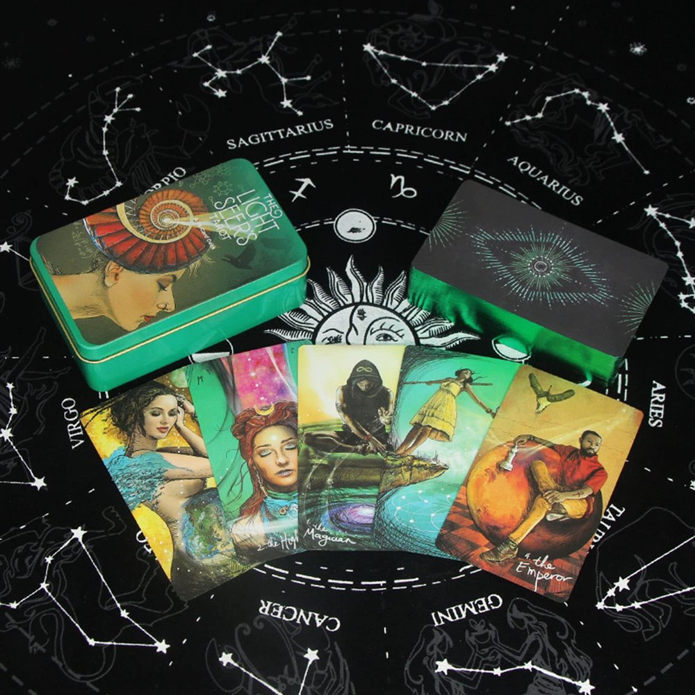 Jayiaine Tarot Card Deck, Tarot Cards with Meanings on Them, Oracle Card Deck, with Guide Book for Beginners Tarot Cards Set, Beginner Tarot Deck Cards,for Table Games,A