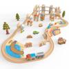 Wooden Train Set 141 Pc Build and Play Elevated Track System STEAM Accredited National Park Animal Railway Multi Level Spiral STEM Toy Gift for Grandkids Kids Toddlers Compatible Thomas Brio Railway view 4