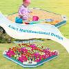 GLACER 49.5" x 49.5" Kids Wooden Sandbox with Seats, Outdoor Square Wood Sand Box with 4 Corner Seats, Backyard Bottomless Sandpit for Kids Aged 3+ view 3