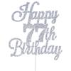 Happy 77th Birthday Cake Toppers Silver Glitter, Cheers to 77 Years Old Bday Decoration 77th Anniversary Cake Topper, Seventy-seven Theme Cake Decorations for Birthday Anniversary Party view 1