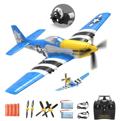 rcxsuv 4-Channel Remote Control Aircraft,P51 Mustang 4-CH RC Plane,Ready to Fly RC Plane for Adult with X-Pilot Stabilization System, One Key Aerobatics, 2.4GHz 6-Axis Gyro
