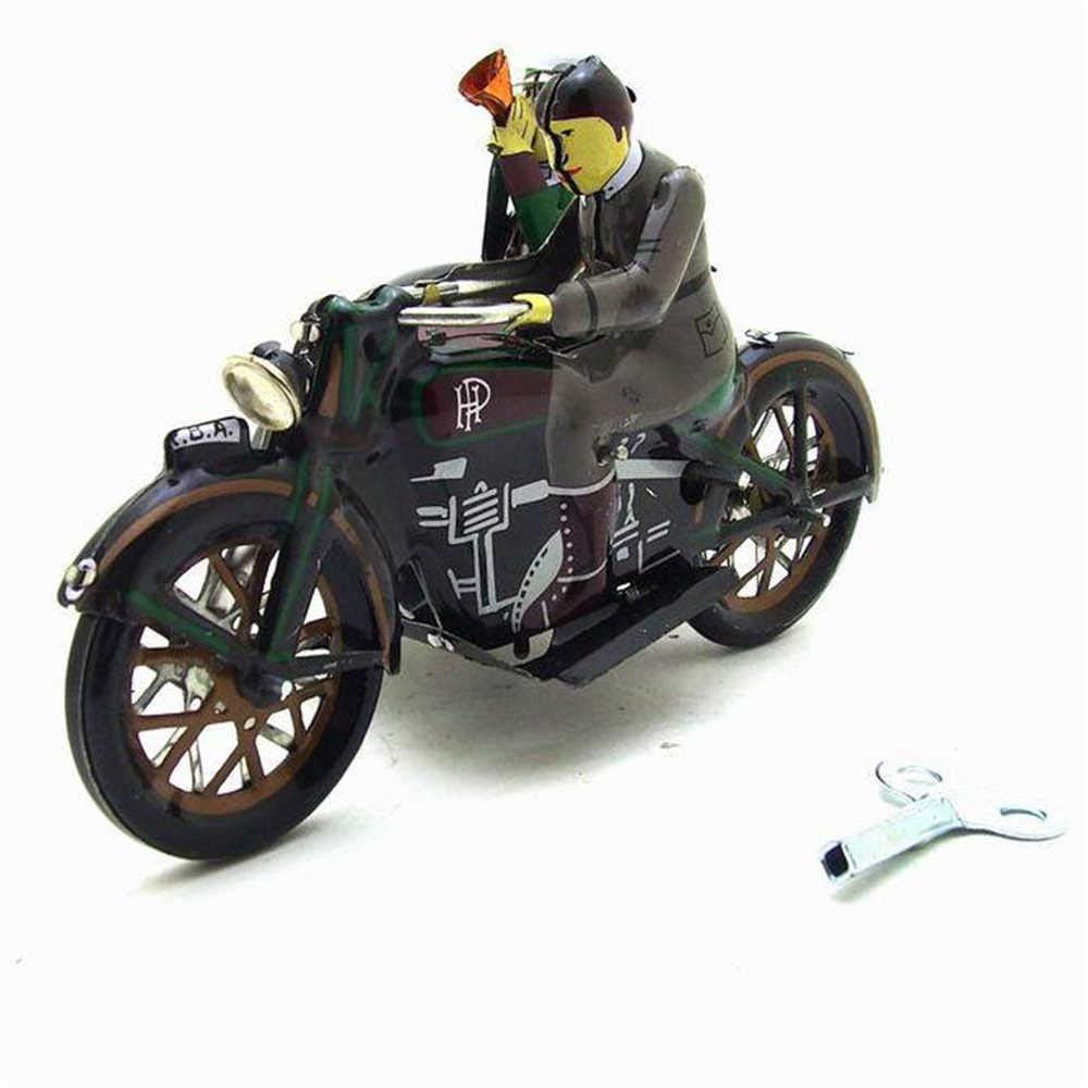 Charmgle Wind-up Toy Retro Motorcycle Theme Tin Toys Adult Collection Gifts Handmade Desk Toy Home Decoration