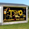 2nd Birthday Decorations for Boys, Excavator Dump Truck Theme Second Birthday Banner Decorations Digger 2 Year Old Bday Banner Backdrop Party Supplies Sign view 3