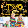 2nd Birthday Decorations for Boys, Excavator Dump Truck Theme Second Birthday Banner Decorations Digger 2 Year Old Bday Banner Backdrop Party Supplies Sign view 4