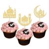 24 Pack Eid Mubarak Cupcake Toppers Glitter Star Ramadan Kareem Cupcake Pick Moon Star Eid Islamic Muslim Theme Party Cake Decoration Supplies Gold view 1