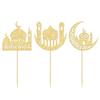 24 Pack Eid Mubarak Cupcake Toppers Glitter Star Ramadan Kareem Cupcake Pick Moon Star Eid Islamic Muslim Theme Party Cake Decoration Supplies Gold view 3