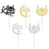 24 Pack Cupcake Toppers - Moon Star Happy Eid Mubarak Cupcake Picks - Islamic Muslim Theme - Ramadan Kareem Eid Party Cake Decorations view 3