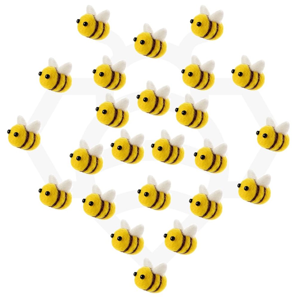 CINPIUK 24 Set Felt Bees for Crafts, Wool Felt Bumble Bee Plush for Tiered Tray Decoration Party Favors DIY Craft Jewelry Accessory