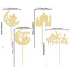 24 Pack Eid Mubarak Cupcake Toppers Gold Glitter Moon Star Happy Eid Cupcake Picks for Islamic Muslim Mubarak Festival Ramadam Kareem Party Cake Decorations Supplies view 2