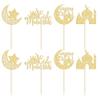 24 Pack Eid Mubarak Cupcake Toppers Gold Glitter Moon Star Happy Eid Cupcake Picks for Islamic Muslim Mubarak Festival Ramadam Kareem Party Cake Decorations Supplies view 3