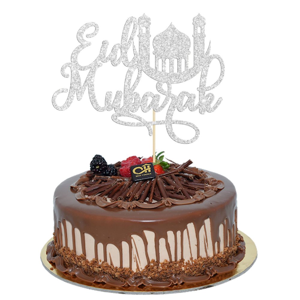 1 Pack Eid Mubarak Cake Topper Silver Glitter Moon Star Hajj Mubarak Eid Cake Picks Islamic Muslim Eid Mubarak Festival Ramadam Kareem Party Cake Decorations Supplies