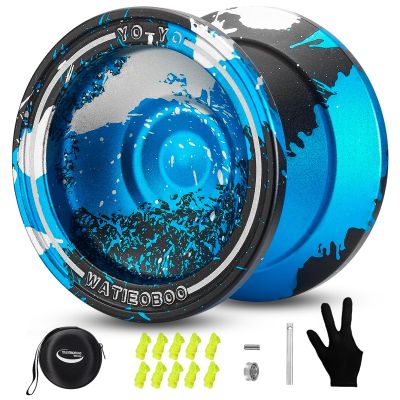 WATIEOBOO Responsive & Unresponsive Yoyo - Beginners & Adults Pro Metal Trick Yo-yo with Bearing Kit, 10 Strings, Case & Gloves