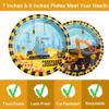 96 Pcs Construction Birthday Party Plates Napkins Forks Supplies Tableware Set Disposable Table Dump Truck Theme Decoration for Boys/Kids Birthday Party, Serves 24 Guests view 3
