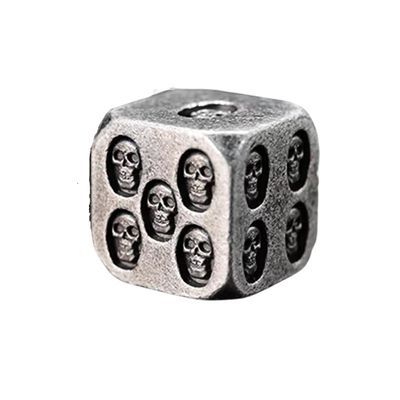 3PCS D6 Dice Skull Metal Inlaid Bronze Mysterious Gothic Dark Sinister RPG Steampunk