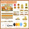Mpanwen Construction Birthday Party Supplies for 3 Year Old Boy, 139 Pcs Dump Truck Party Decorations for Boys Baby - Backdrop, Cupcakes Wrappers, Party Traffic Signs, Tablecloth, Crown and Poster view 2