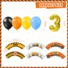 Mpanwen Construction Birthday Party Supplies for 3 Year Old Boy, 139 Pcs Dump Truck Party Decorations for Boys Baby - Backdrop, Cupcakes Wrappers, Party Traffic Signs, Tablecloth, Crown and Poster view 4