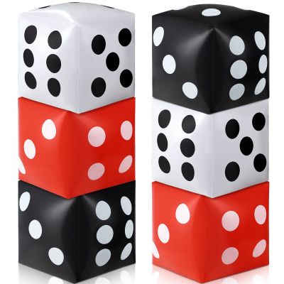 Ceenna 6 Pcs Jumbo Large Inflatable Dice 11.8 Inch Inflatable Giant Dice Blow up Red Black and White Giant Game Night Decorations for Indoor Outdoor Games Party Favor