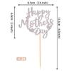 24 PCS Happy Mother's Day Cupcake Toppers Glitter Heart Best Mom Cupcake Picks Love Mother Cake Decorations for Happy Mother's Day Women Birthday Party Supplies Silver view 2